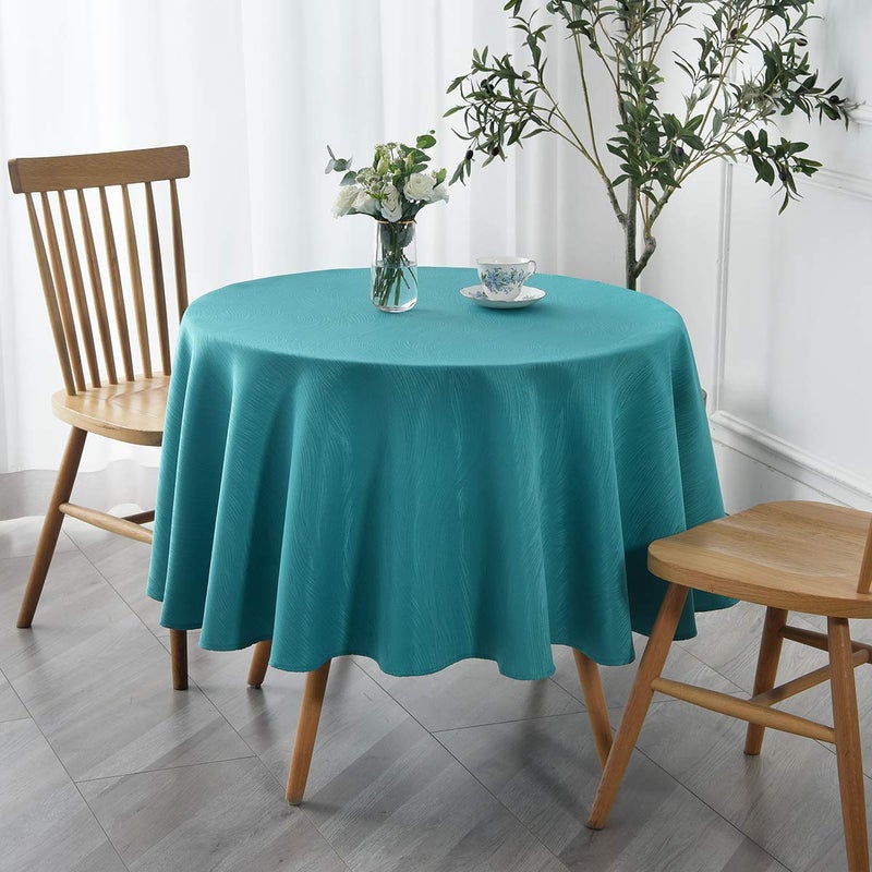 maxmill Jacquard Round Table Cloth Swirl Design Waterproof Antiwrinkle Spillproof Heavy Weight Soft Tablecloths for Circular Table Cover and Kitchen Dinning Tabletop Round 70 Inch Teal - Image 2